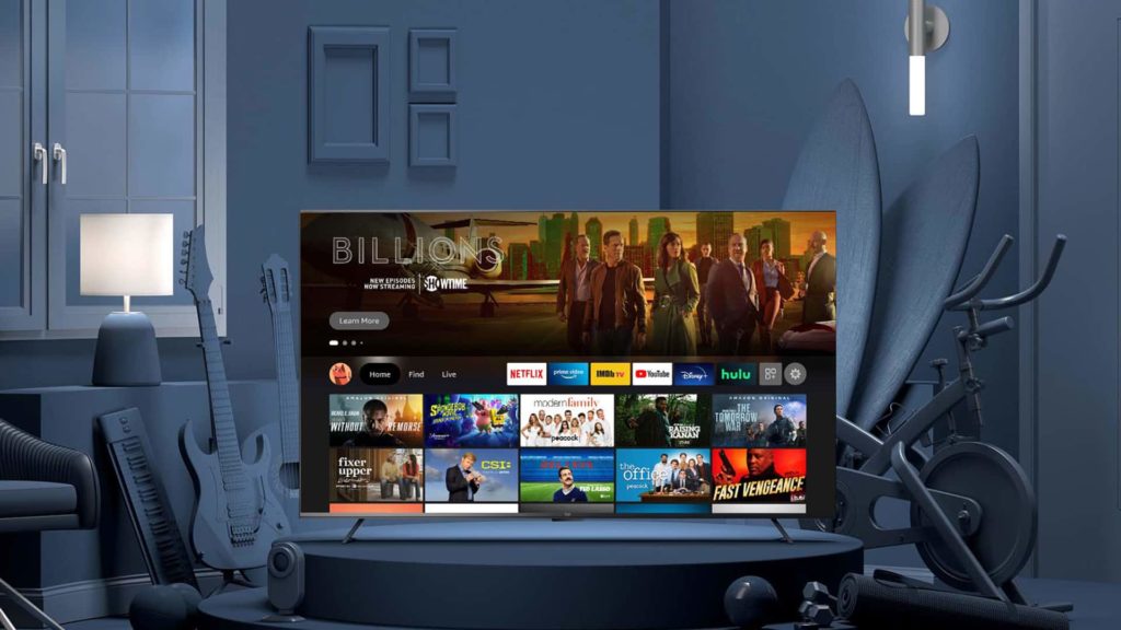 Amazon Fire TV 55" Omni Series 4K UHD smart TV in living room setup