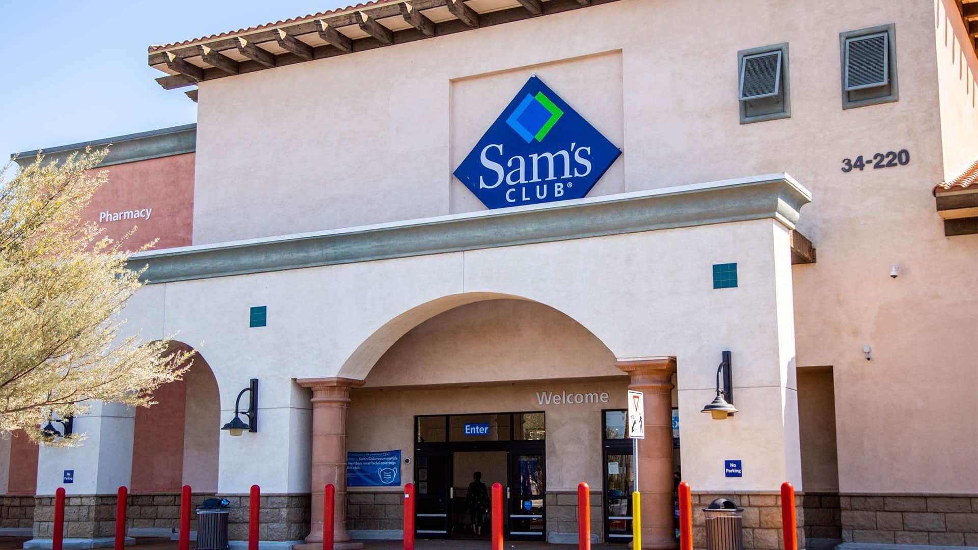 Sam's Club entrance storefront exterior