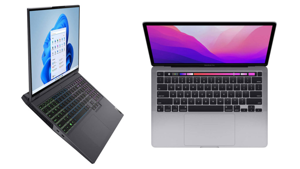 Lenovo gaming laptop and apple macbook pro
