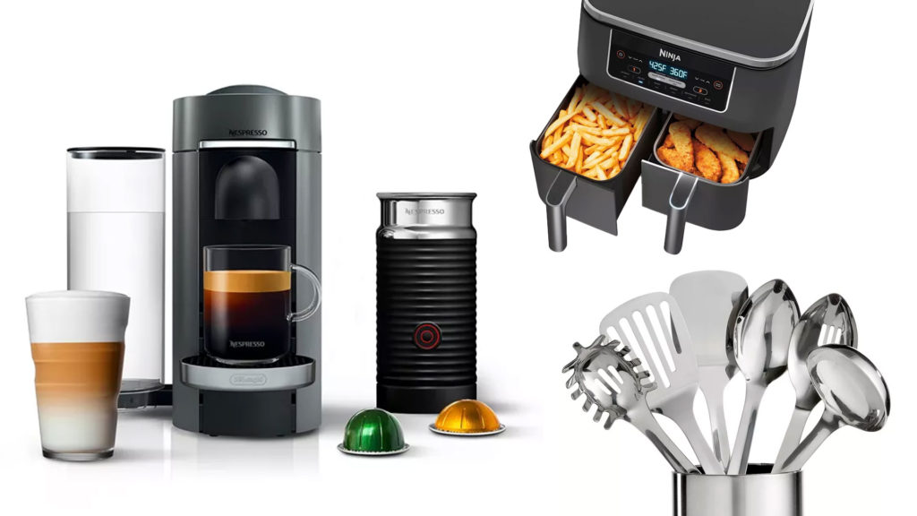 Nespresso, Ninja air fryer and utensils